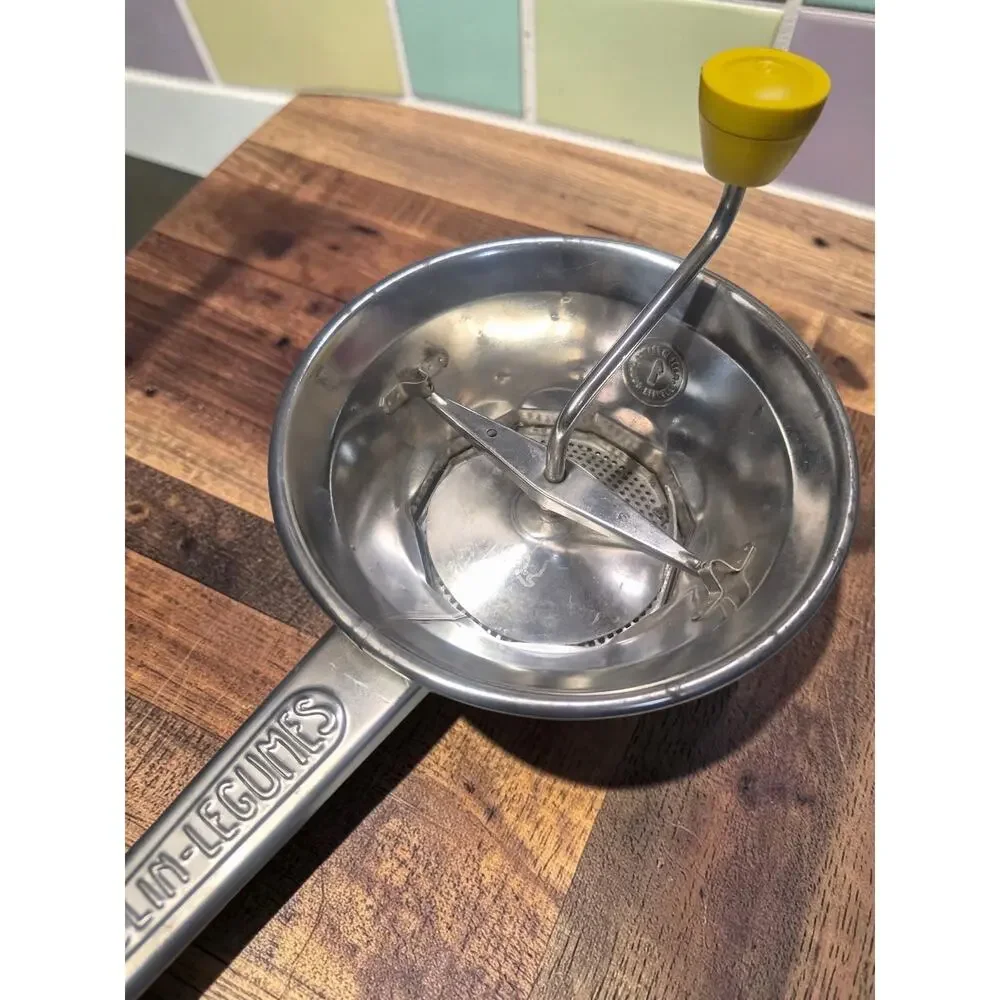 Vintage Moulin-Legumes #1 Food Mill Made in France Yellow Knob Kitchen Tool
